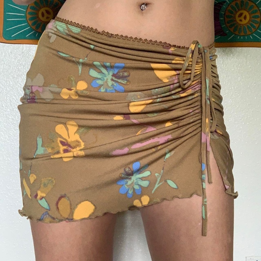 NWT Urban Outfitters Multicolor Mini Skirt with Adjustable Tie